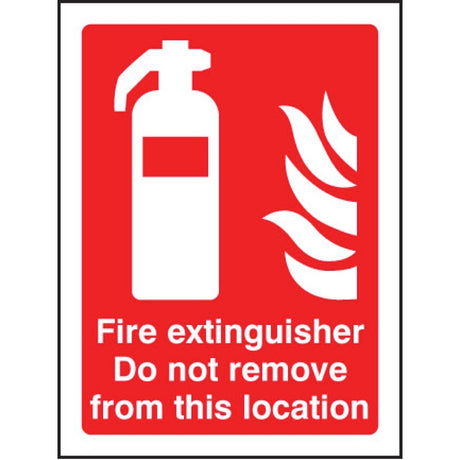 Fire extinguisher do not remove