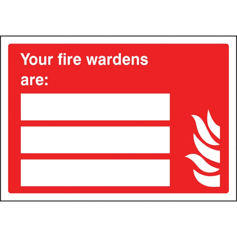 Your fire wardens are (space for 3 people)