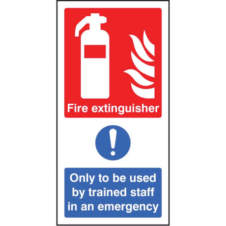 Fire extinguisher only to be used by trained staff in emergency