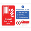 Manual fire hose reel with instructions for use