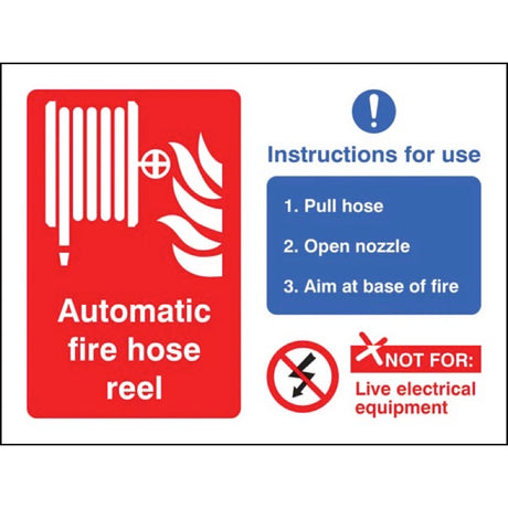 Automatic fire hose reel with instructions for use