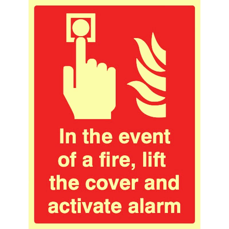 In the event of a fire lift the cover and activate alarm