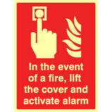 In the event of a fire lift the cover and activate alarm