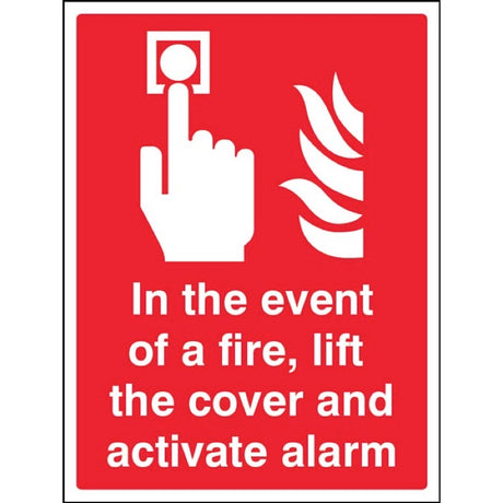 In the event of a fire lift the cover and activate alarm