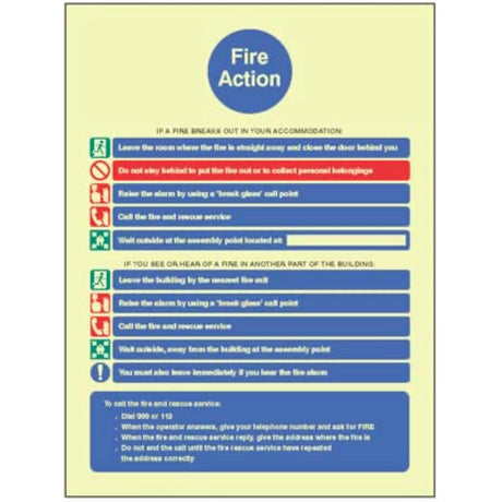 Action notice for housing with communal fire alarm and simultaneous evacuation strategy