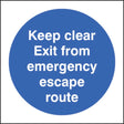 Keep clear exit from emergency escape route