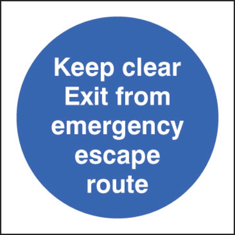 Keep clear exit from emergency escape route