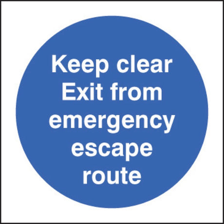 Keep clear exit from emergency escape route