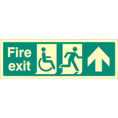 Disabled fire exit arrow ahead