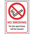 No smoking on the spot fines will be issued