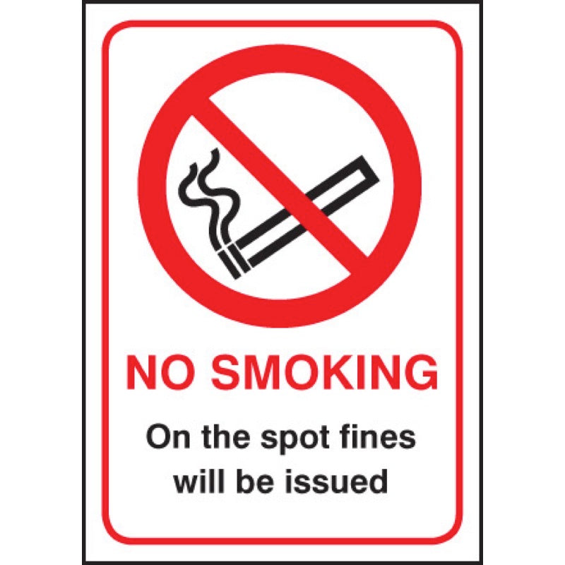 No smoking on the spot fines will be issued