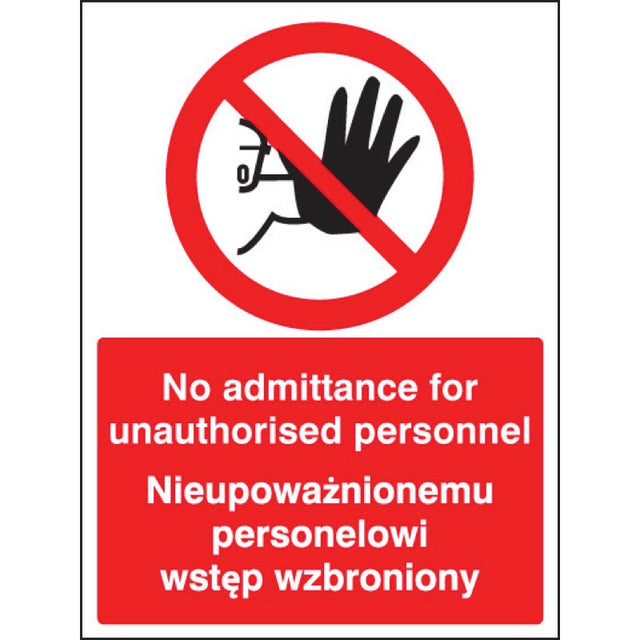 No admittance to unauthorised personnel (English and Polish language)