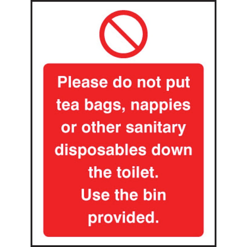 Please do not put tea bags etc down toilet use bins provided