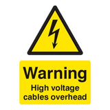 Warning high voltage cables overhead