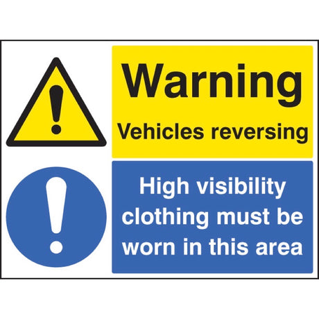 Warning vehicles reversing high vis clothing must be worn