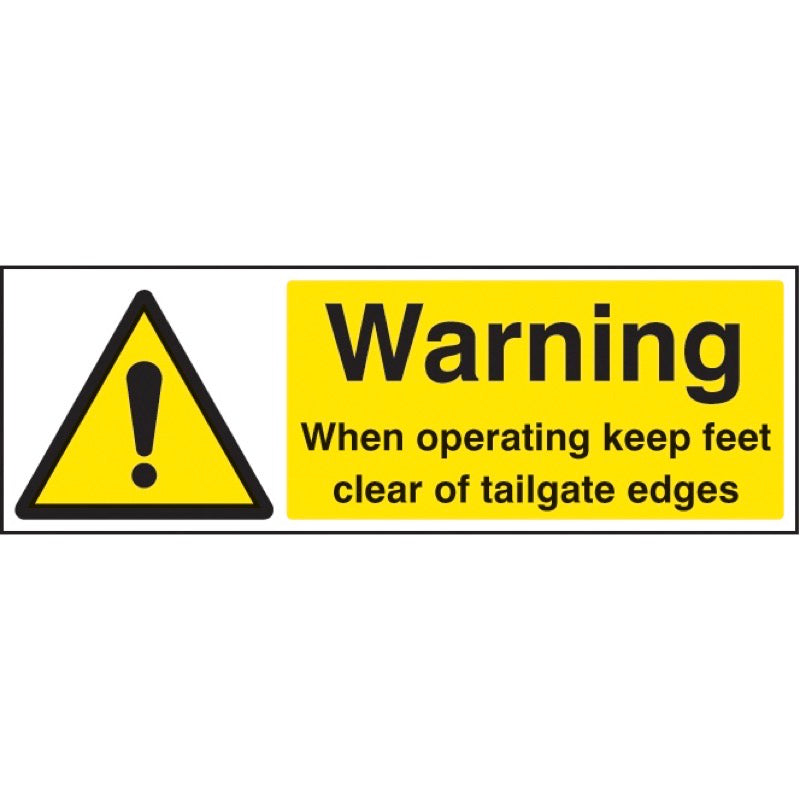 Warning when operating keep feet clear of tailgate edges