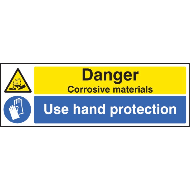 Danger corrosive materials use hand protection