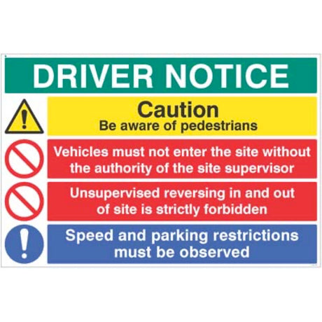 Driver notice Be aware of pedestrians, Unsupervised reversing forbiddenâ€¦