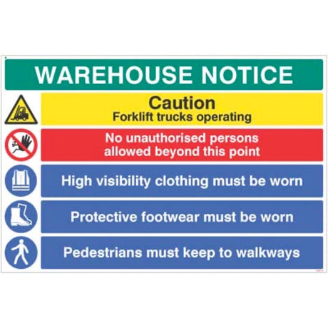 Warehouse Safety Caution forklift trucks, hivis, boots must be worn â€¦