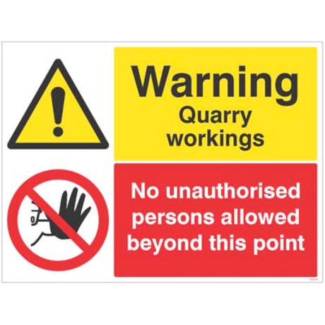 Warning Quarry workings, no unathorised persons