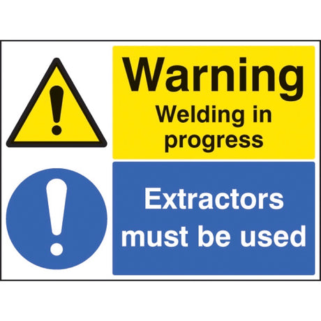 Warning welding in progress extractors must be used