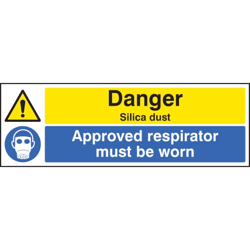 Danger silica dust Approved respirator must be worn