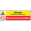 Danger Flammable storage area No hot works permitted