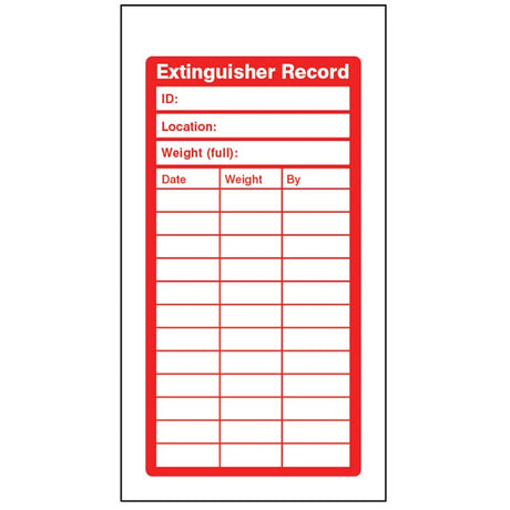 Fire Extinguisher Inspection Record Tags (pack of 10)