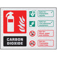 Fire ID - CO2 visual impact sign 200x150mm c/w stand off locators