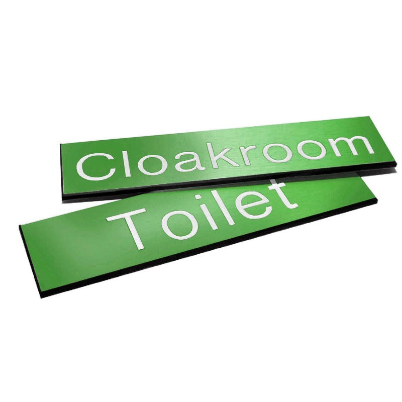 Engraved Sign with adhesive backing - 100x75mm White text on green