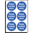 Keep locked shut 65mm dia - sheet of 6