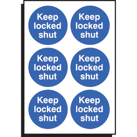 Keep locked shut 65mm dia - sheet of 6