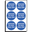 Auto fire door keep clear 65mm dia - sheet of 6