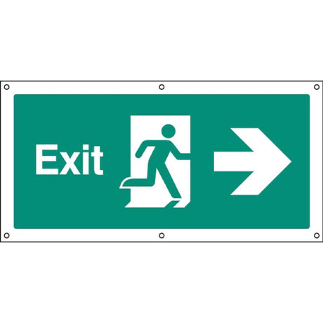 Exit right banner c/w eyelets