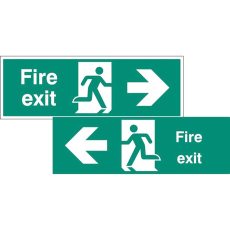 Fire exit double sided with arrow 1200x400mm 5mm rigid