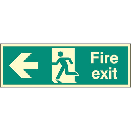 Fire exit left single sided 900x300mm photoluminescent