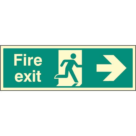 Fire exit right single sided 900x300mm photoluminescent