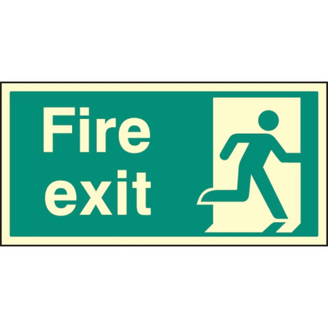 Fire exit right single sided 800x400mm photoluminescent