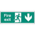 Fire exit arrow down single sided 1200x400mm 5mm rigid