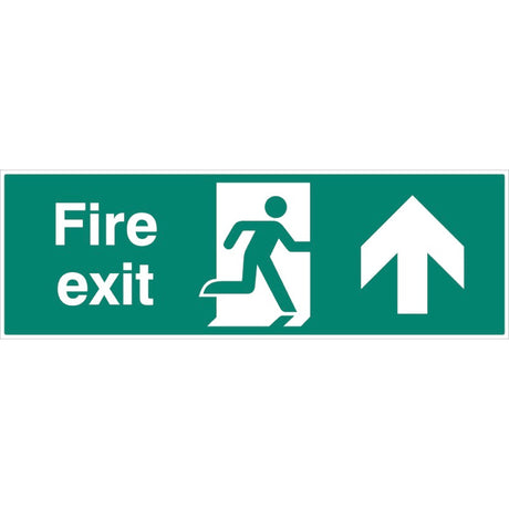 Fire exit double sided with arrow up 1200x400mm 5mm rigid