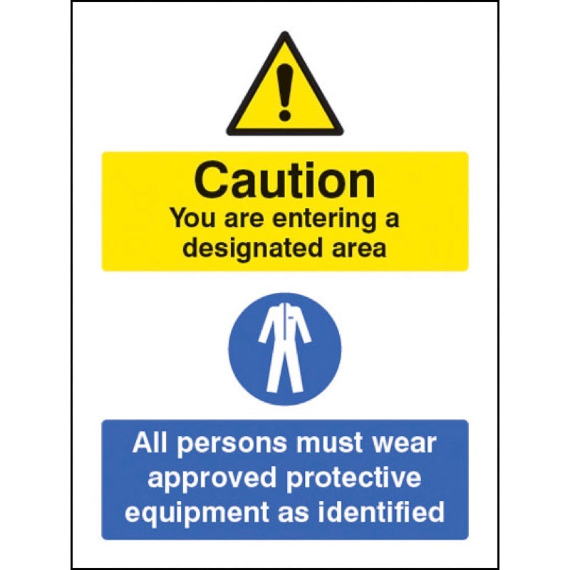 Designated area all persons must wear approved PPE