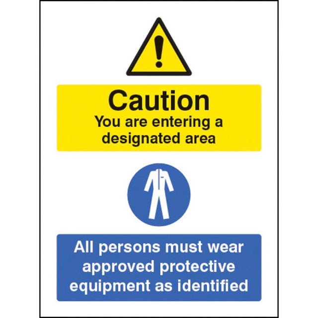 Designated area all persons must wear approved PPE