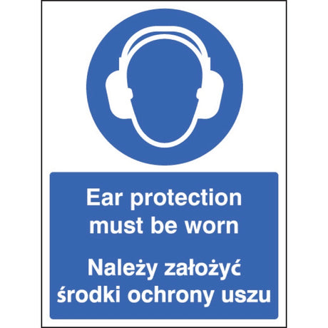 Ear protection must be worn (English and Polish language)