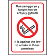 Welsh dual language no smoking premises 160x230mm RP