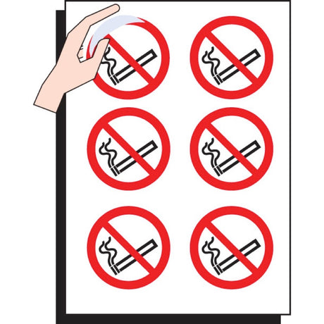 No smoking 75mm dia - sheet of 6