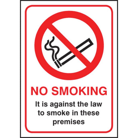 No Smoking it is against the law A4 RP