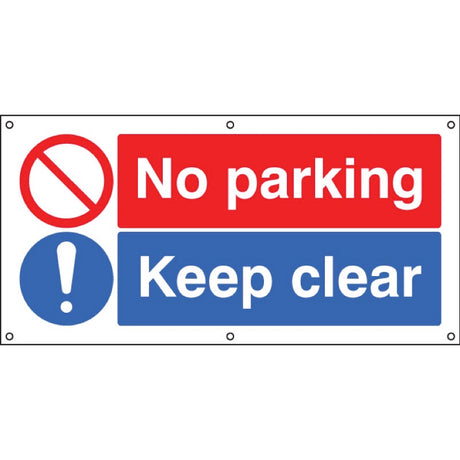 No parking Keep clear banner c/w eyelets