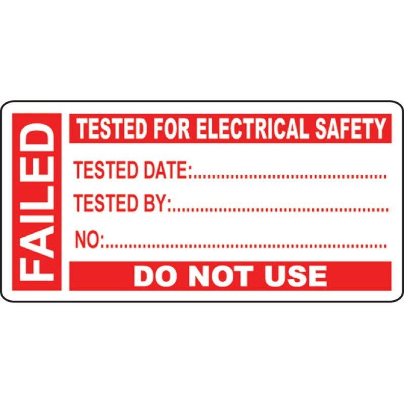 250 PAT Test Write On Labels - Failed 50x25mm