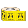 Lifting labels caution 20-50kg roll of 500 50x50mm