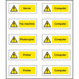 Office labels (various machinery) sheet of 10 labels 40x18mm